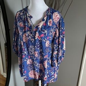 Rachel Zoe Floral Blue and Pink Women's Top